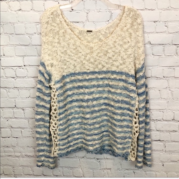 FREE PEOPLE / stripped crochet knit pullover - Picture 3 of 6